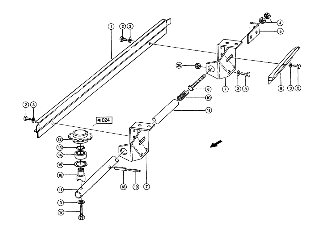 Схема запчастей Case IH 683 - (0025) - CHAIN GUIDE, OUTER, LEFT (58) - ATTACHMENTS/HEADERS