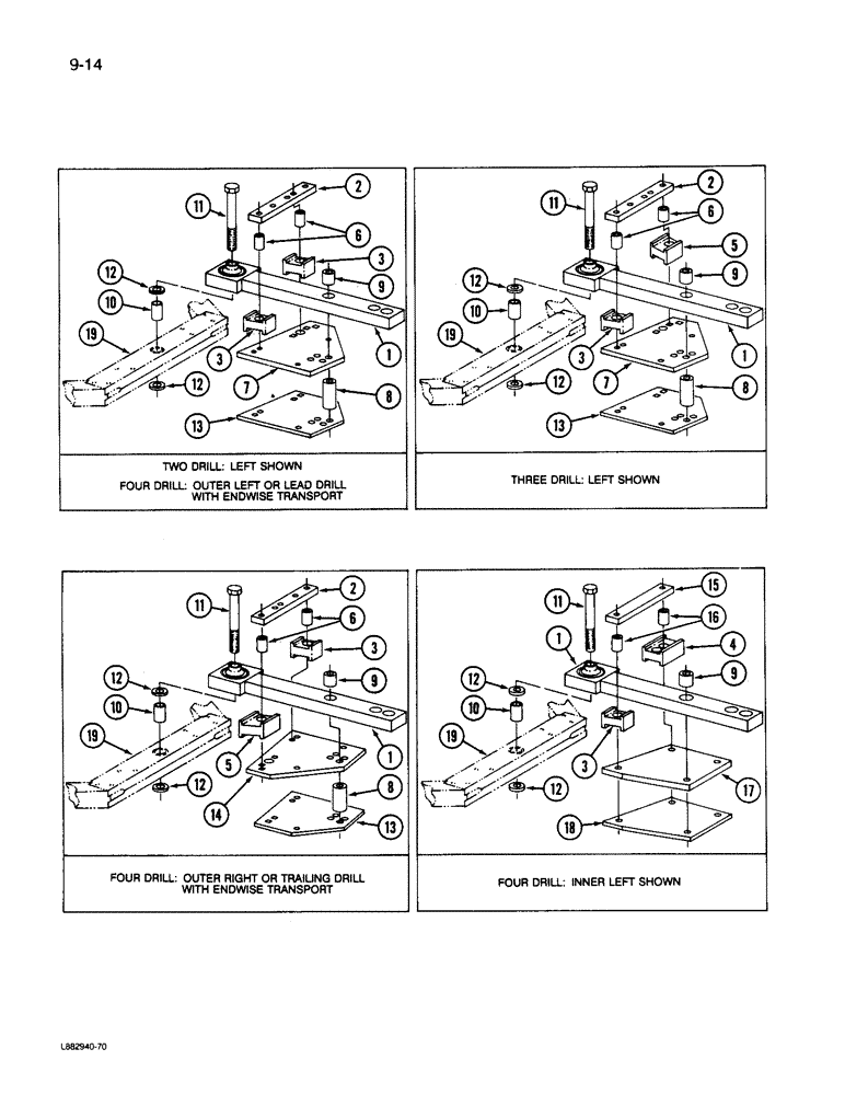 Схема запчастей Case IH 6200 - (9-014) - HITCH LINKS AND BALL JOINTS, TWO, THREE AND FOUR DRILL HITCH, SERIAL NUMBER 501 AND AFTER (09) - CHASSIS/ATTACHMENTS