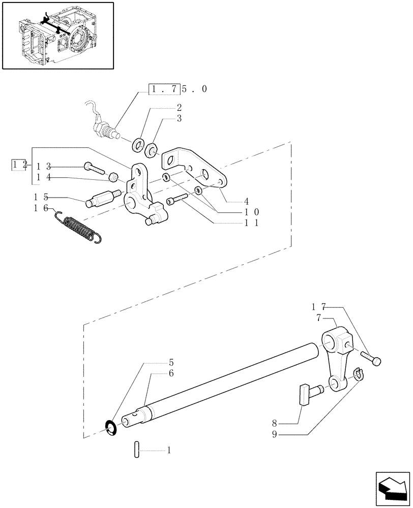 Схема запчастей Case IH MAXXUM 120 - (1.80.1/04[02]) - SYNCHRONIZED POWER TAKE-OFF - LEVERS AND RELATED PARTS (VAR.330802-331802-332802) (07) - HYDRAULIC SYSTEM