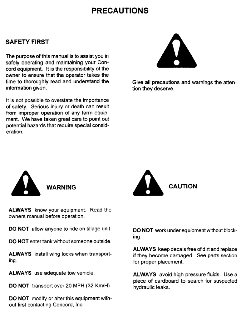 Схема запчастей Case IH 1100 - (B02) - PRECAUTIONS 