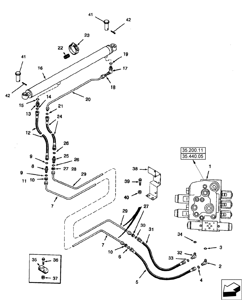 Схема запчастей Case IH 2588 - (35.440.01) - HYDRAULICS - UNLOADER TUBE SWING CYLINDER (35) - HYDRAULIC SYSTEMS