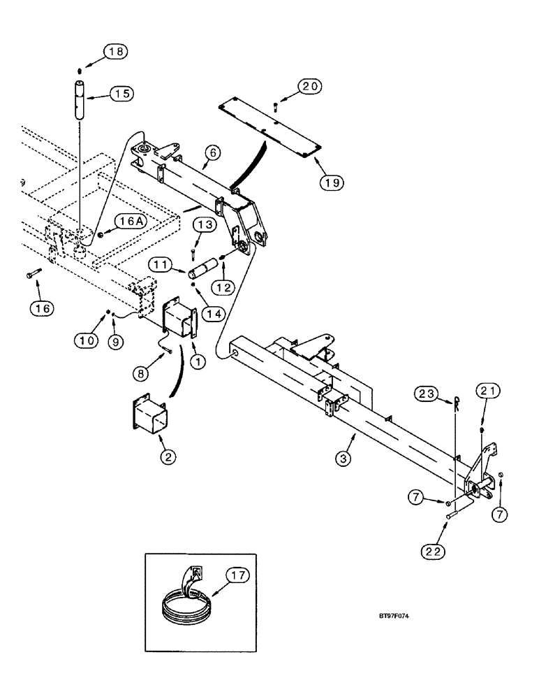 Схема запчастей Case IH 955 - (9A-025[B]) - WING FRAMES & HINGE, BUILT SEPT 97 & AFTER, 16 ROW NARROW - FRONT FOLD (PIN DBC0001071 - DBC0001365) (09) - CHASSIS/ATTACHMENTS