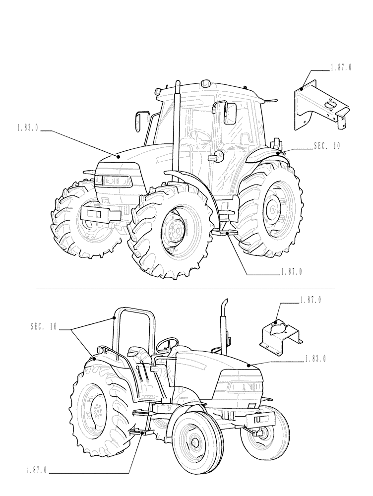 Схема запчастей Case IH JX95 - (SEC. 08) - SHEET METAL (00) - GENERAL