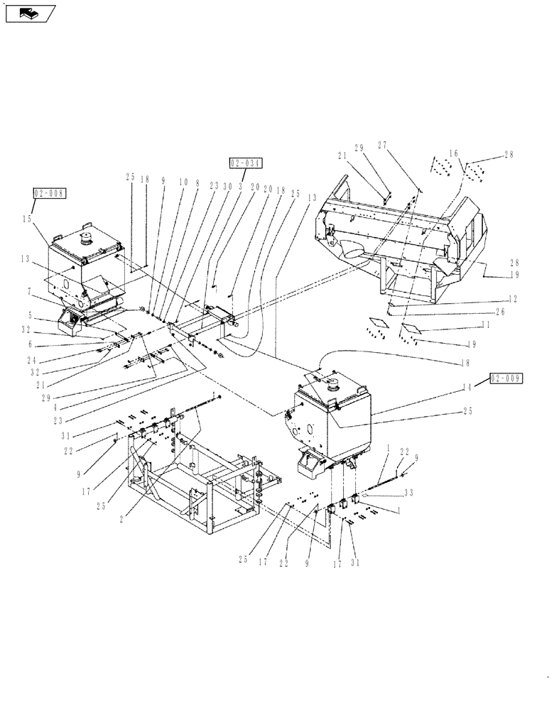 Схема запчастей Case IH 810 - (02-002) - BIN MOUNT GROUP, DOUBLE BIN, 37 CU. FT. Bin Group