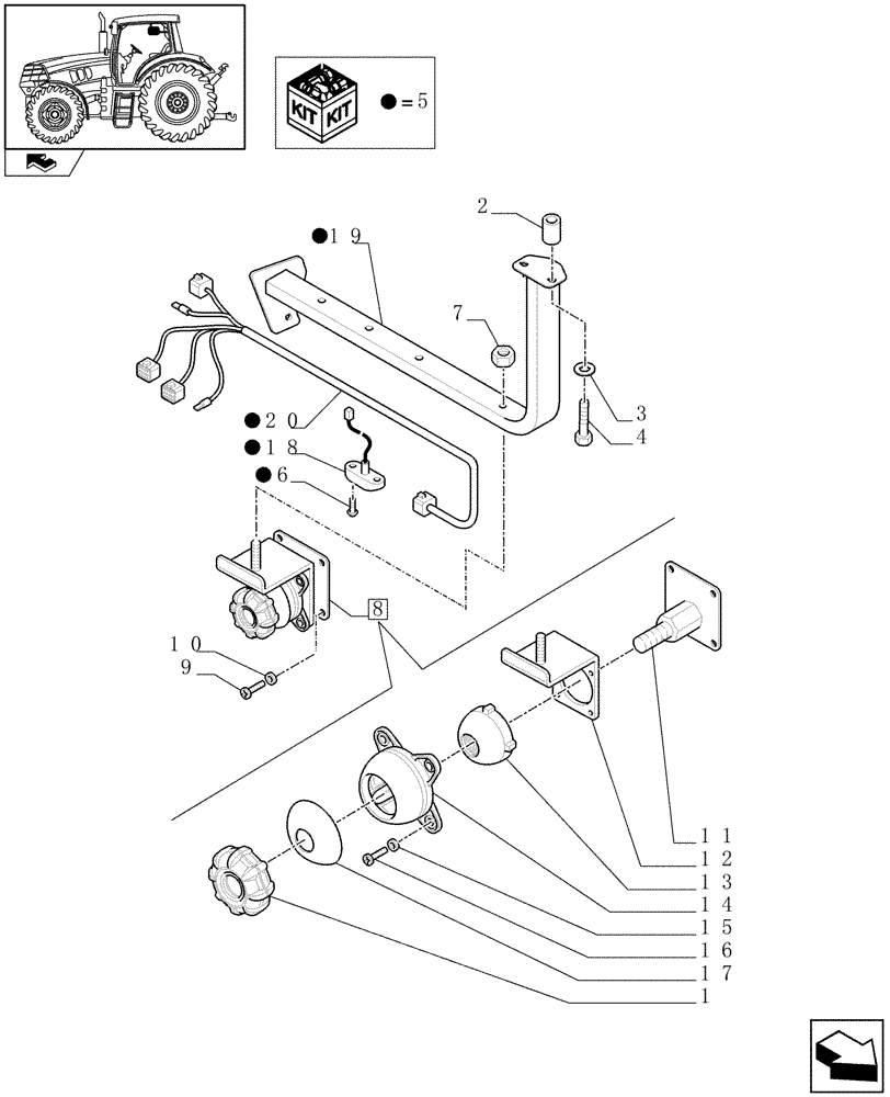 Схема запчастей Case IH MAXXUM 110 - (1.76.0/04) - BRACKET FOR MOUNTING EQUIPMENT MONITORS (VAR.338761) (06) - ELECTRICAL SYSTEMS