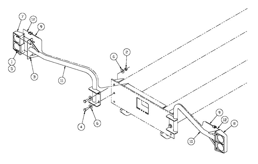 Схема запчастей Case IH FLX3330B - (10-014) - TAILLIGHT MOUNT ASSEMBLY (BARE CHASSIS ONLY) Options