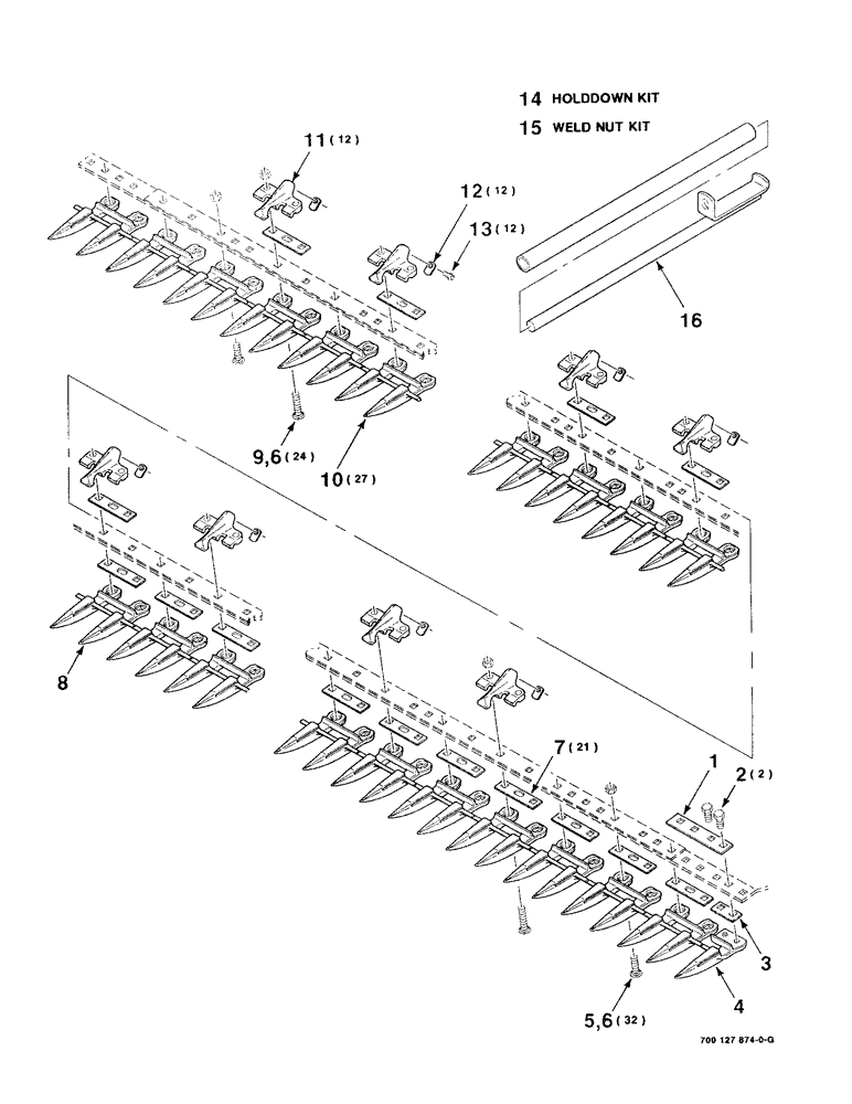 Схема запчастей Case IH 8820 - (3-18) - HOLDDOWN AND GUARD ASSEMBLY, RANGE GUARD, 14 FOOT (09) - CHASSIS