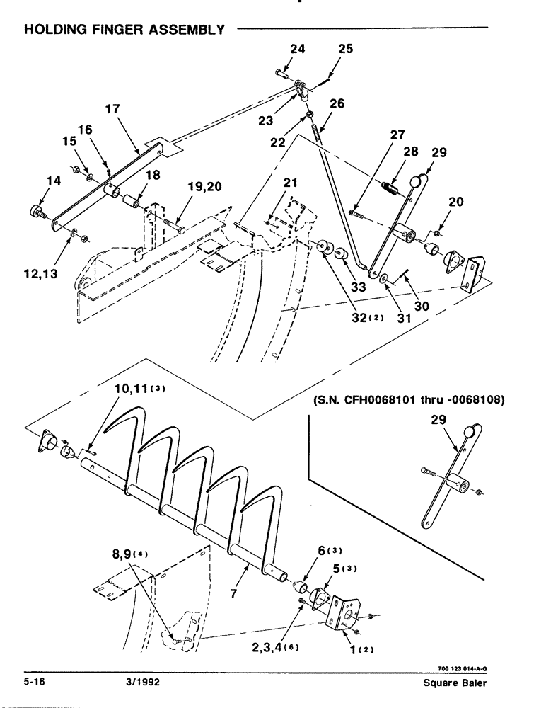 Схема запчастей Case IH 8570 - (5-16) - HOLDING FINGER ASSEMBLY (13) - FEEDER