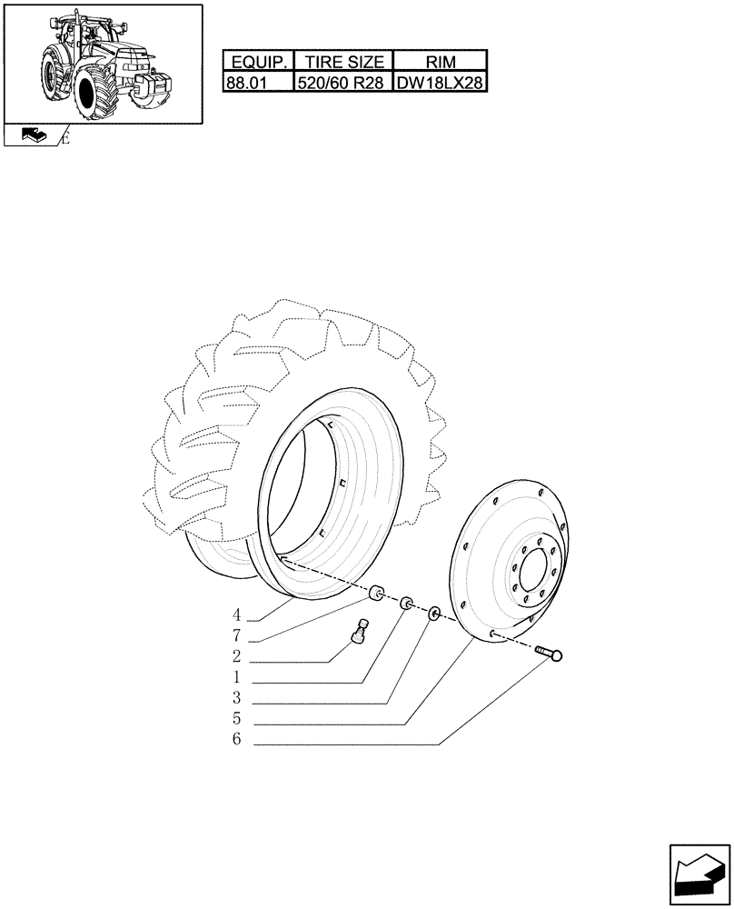 Схема запчастей Case IH MAXXUM 115 - (82.00[06]) - FRONT WHEELS (11) - WHEELS/TRACKS