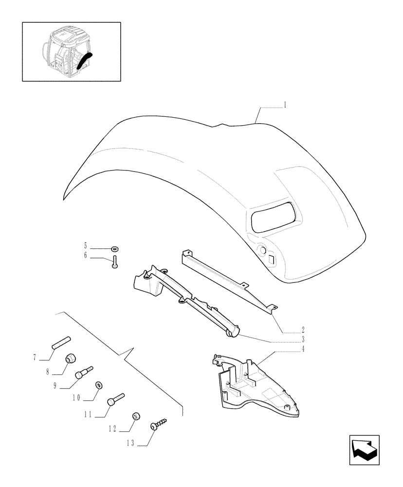 Схема запчастей Case IH MXU135 - (1.92.5/02[01]) - (VAR.239-240-512-513) REAR FENDERS - FENDERS AND SUPPORTS (10) - OPERATORS PLATFORM/CAB