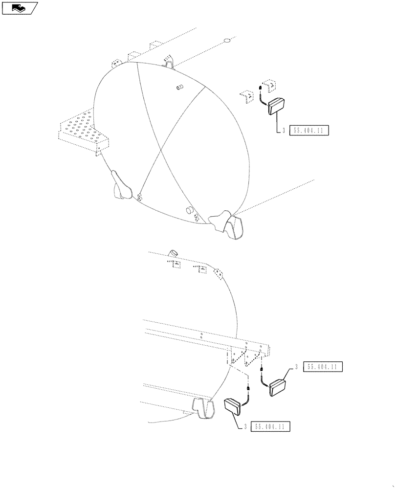 Схема запчастей Case IH 4430 - (55.404.12) - TANK MOUNTED REAR LIGHTS (55) - ELECTRICAL SYSTEMS