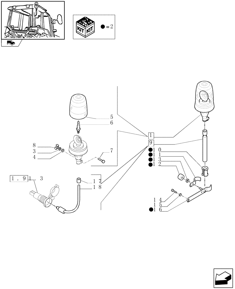 Схема запчастей Case IH PUMA 125 - (1.75.6/01) - ROTARY BEACON & COMPONENTS (VAR.331916-333916) (06) - ELECTRICAL SYSTEMS