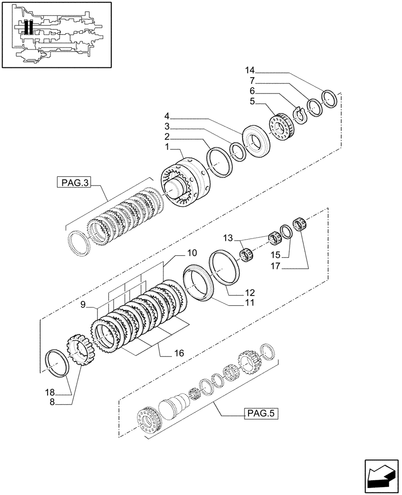 Схема запчастей Case IH MXU135 - (1.28.1/03[04]) - (VAR.129-140-147) TRANSMISSION 16X16 (SPS) - CLUTCH COVER PLATE AND RELEVANT PARTS (03) - TRANSMISSION