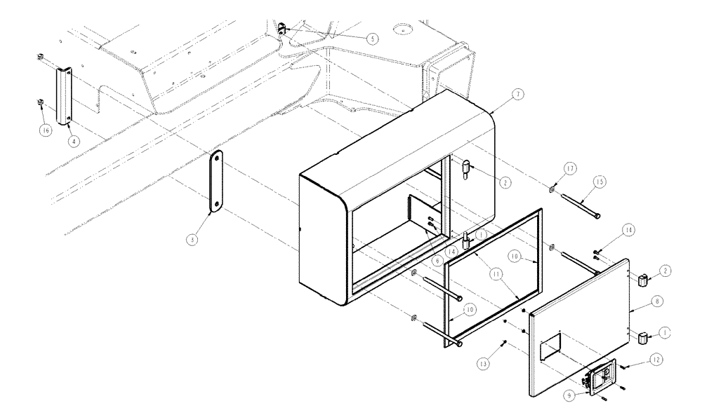 Схема запчастей Case IH SPX4260 - (04-012) - STORAGE BOX GROUP, LH Suspension & Frame