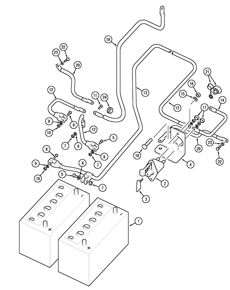 Схема запчастей Case IH MX150 - (04-12) - BATTERY AND CABLES (55) - ELECTRICAL SYSTEMS