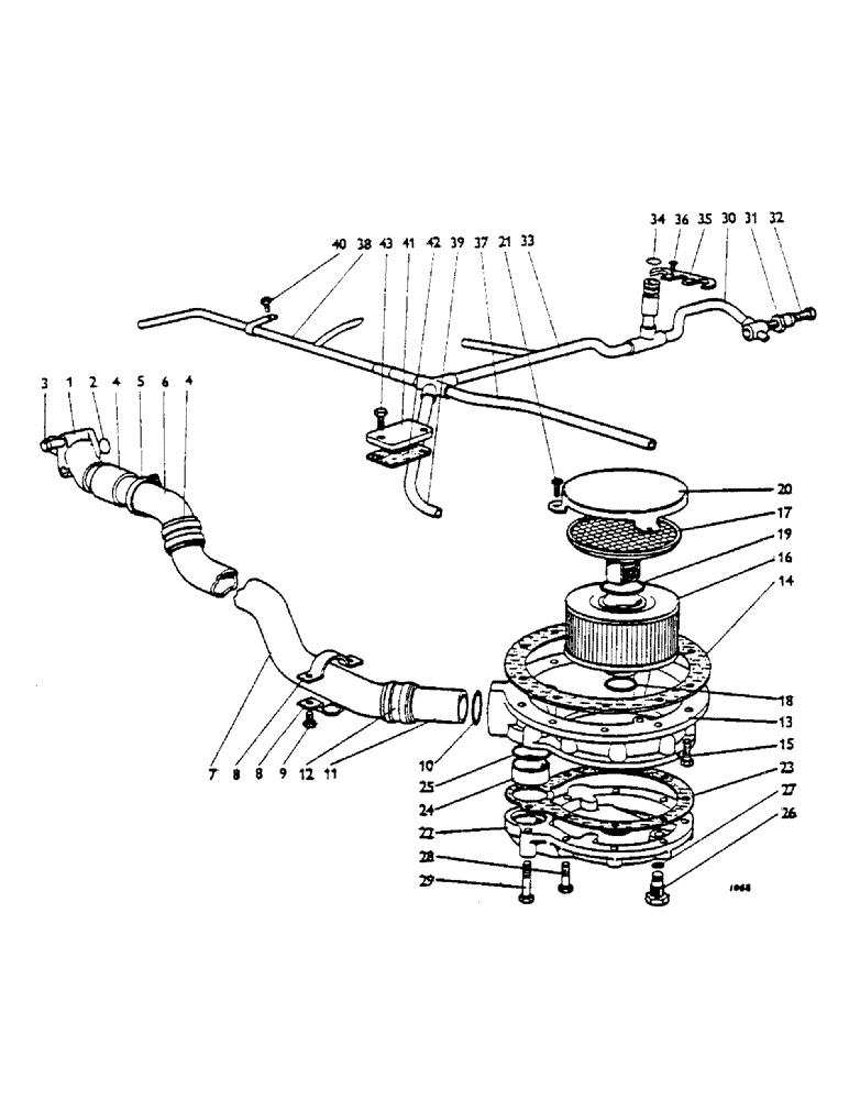 Схема запчастей Case IH 1200 - (044) - LOW-PRESSURE HYDRAULIC PIPES, SINGLE PUMP (07) - HYDRAULIC SYSTEM