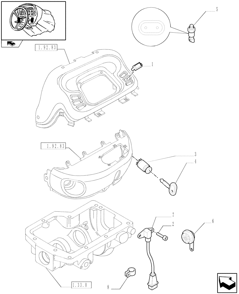 Схема запчастей Case IH FARMALL 65C - (1.92.74[01]) - ELECTRIC CONTROLS (10) - OPERATORS PLATFORM/CAB