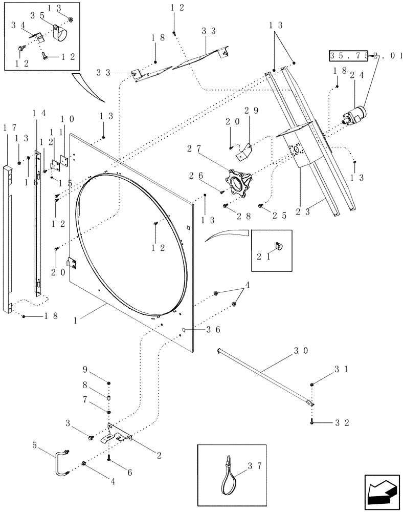 Схема запчастей Case IH 2588 - (10.418.17) - METAL DOOR ASSY - ROTARY AIR SCREEN (10) - ENGINE