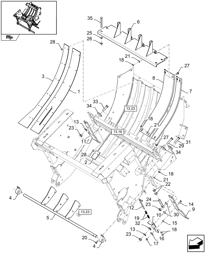 Схема запчастей Case IH LB433R - (13.24[01]) - FEED CHAMBER, PLATES (13) - FEEDER