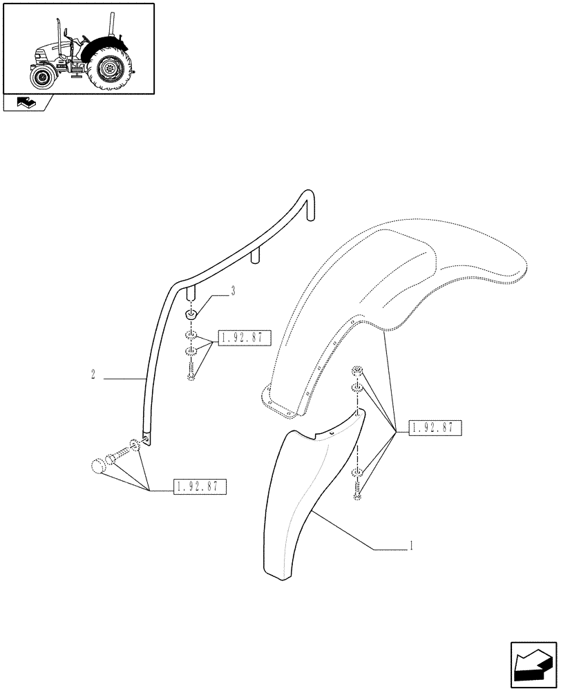 Схема запчастей Case IH FARMALL 90 - (1.92.87/01) - REAR FENDERS IN LOW POSITION WITH EXTENDED GRABRAILS - L/CAB (VAR.330492) (10) - OPERATORS PLATFORM/CAB