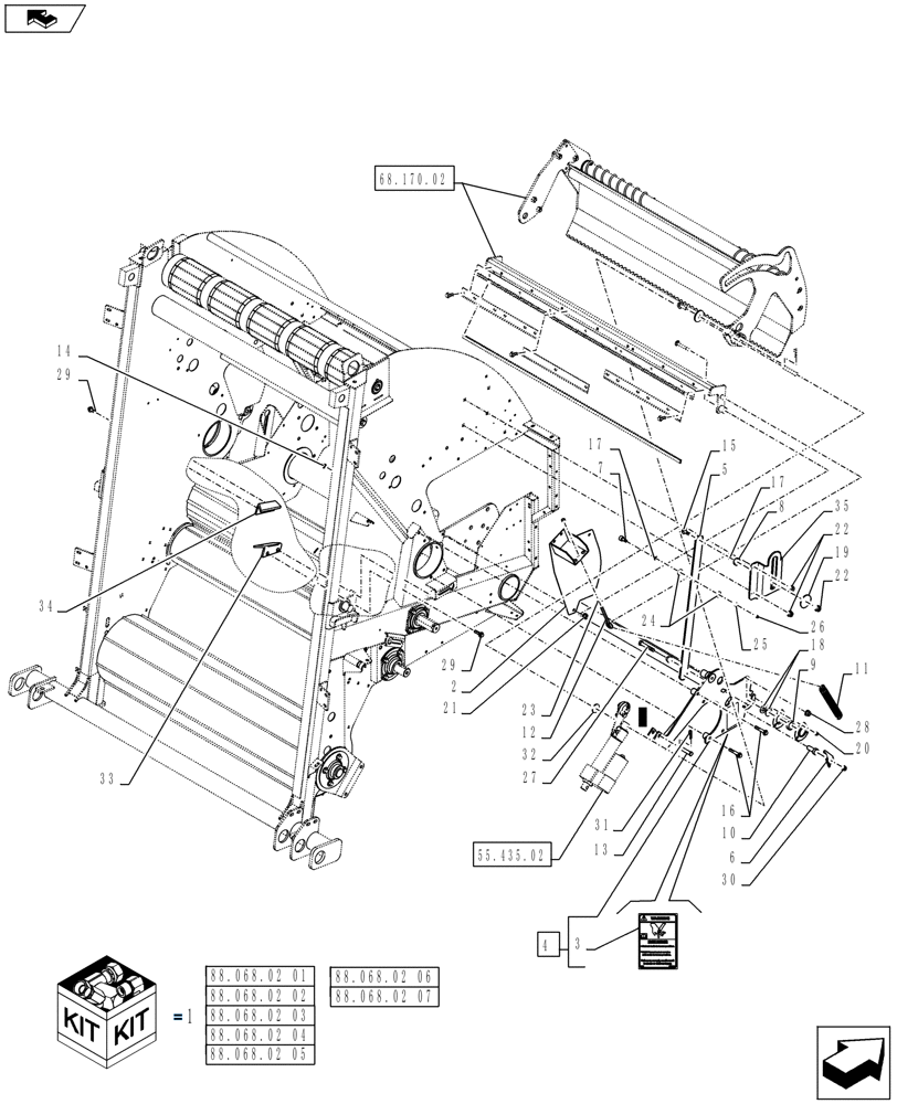 Схема запчастей Case IH RB455A - (88.068.01[06]) - DIA KIT, STANDARD NET, NET WRAP, RH (88) - ACCESSORIES