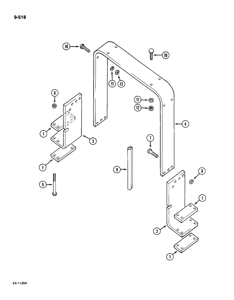 Схема запчастей Case IH 585 - (9-518) - ROLL OVER PROTECTION FRAME, TWO POST (09) - CHASSIS/ATTACHMENTS