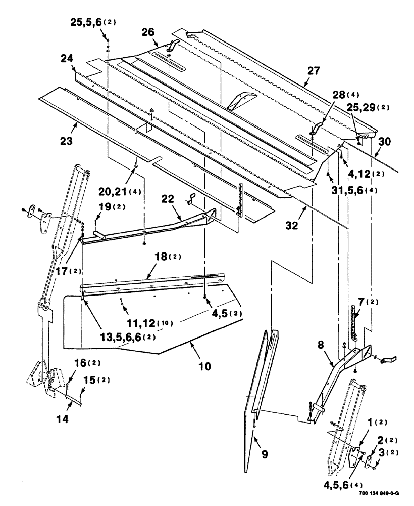 Схема запчастей Case IH 525 - (07-030) - WINDROW FORMING SHIELD ASSEMBLIES (58) - ATTACHMENTS/HEADERS