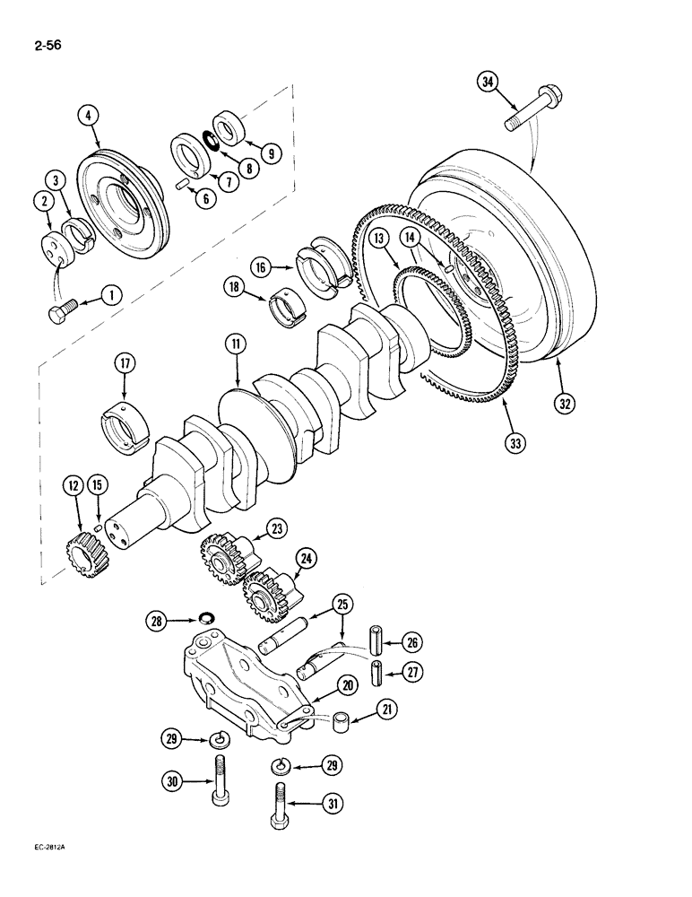 Схема запчастей Case IH 695 - (2-56) - CRANKSHAFT (02) - ENGINE