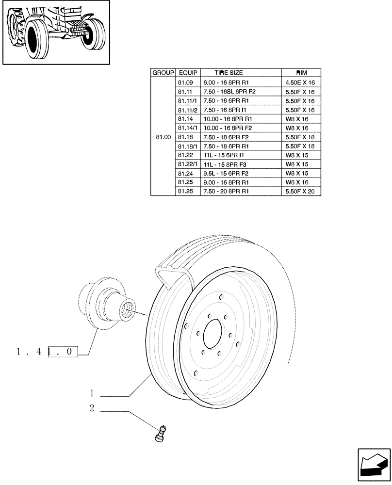 Схема запчастей Case IH JX80U - (81.00[01]) - DRIVE WHEEL RIM (2WD) (11) - WHEELS/TRACKS