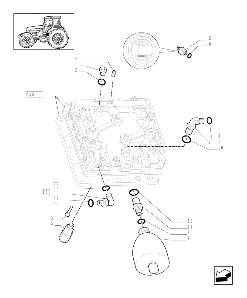 Схема запчастей Case IH MXM190 - (1.32.2/06[02]) - (VAR.571) FULL POWER SHIFT GEAR CHANGE 19X6 (40 KM/H) - CENTRAL GEAR REDUCTION CONTROLS (03) - TRANSMISSION