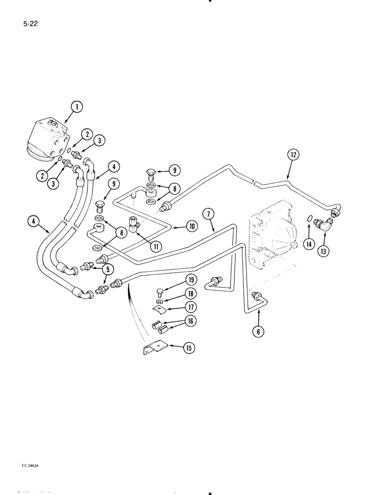 Схема запчастей Case IH 695 - (5-22) - POWER STEERING TUBES, REAR, MFD TRACTOR WITH CAB, WITH OR WITHOUT TWO SPEED POWER SHIFT (05) - STEERING