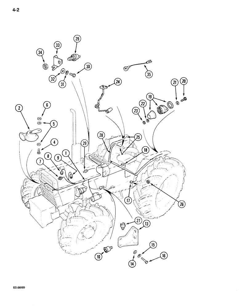 Схема запчастей Case IH 995 - (4-02) - CHASSIS HARNESS AND SWITCHES, TRACTOR WITHOUT CAB (04) - ELECTRICAL SYSTEMS