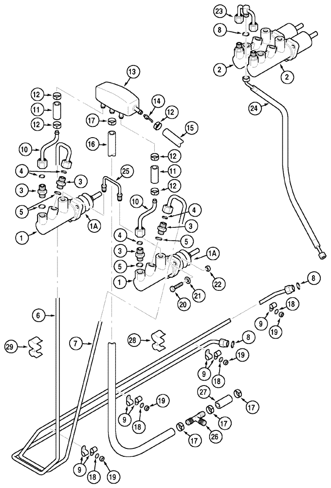 Схема запчастей Case IH CX60 - (07-05) - BRAKE CYLINDER AND CONNECTIONS (07) - BRAKES