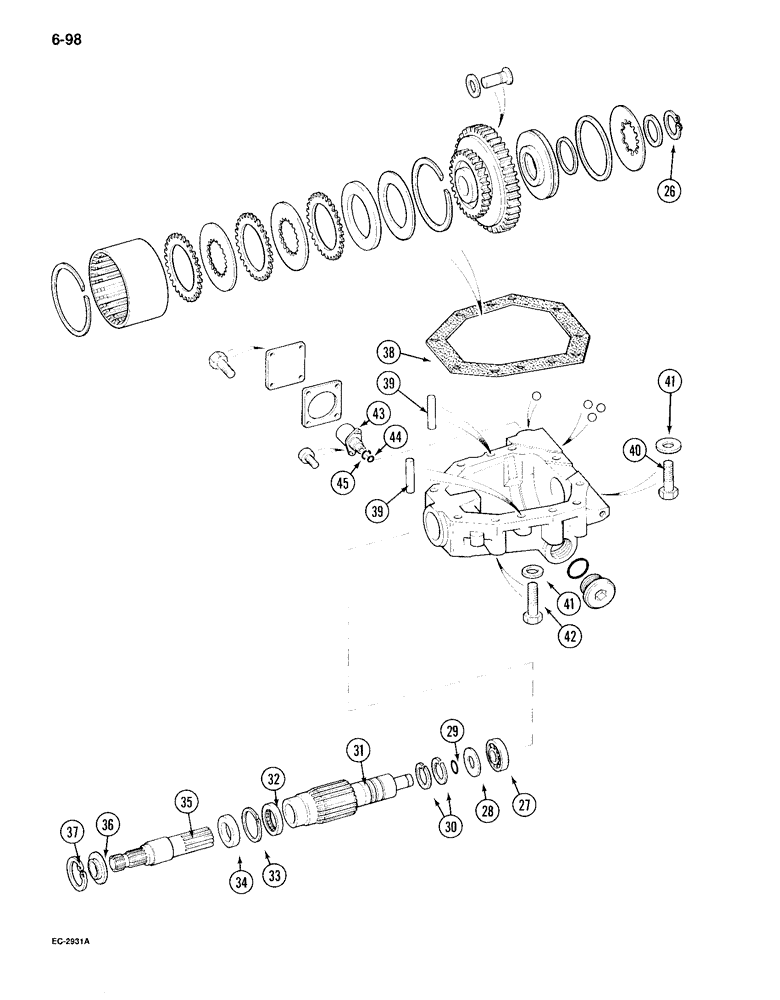 Схема запчастей Case IH 995 - (6-098) - MECHANICAL FRONT DRIVE, TRANSFER GEARBOX (06) - POWER TRAIN