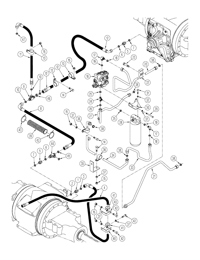 Схема запчастей Case IH STX450 - (08-06) - 400 SERIES AXLE HYDRAULICS - LUBRICATION AND COOLING CIRCUIT, BSN JEE0102001 (08) - HYDRAULICS