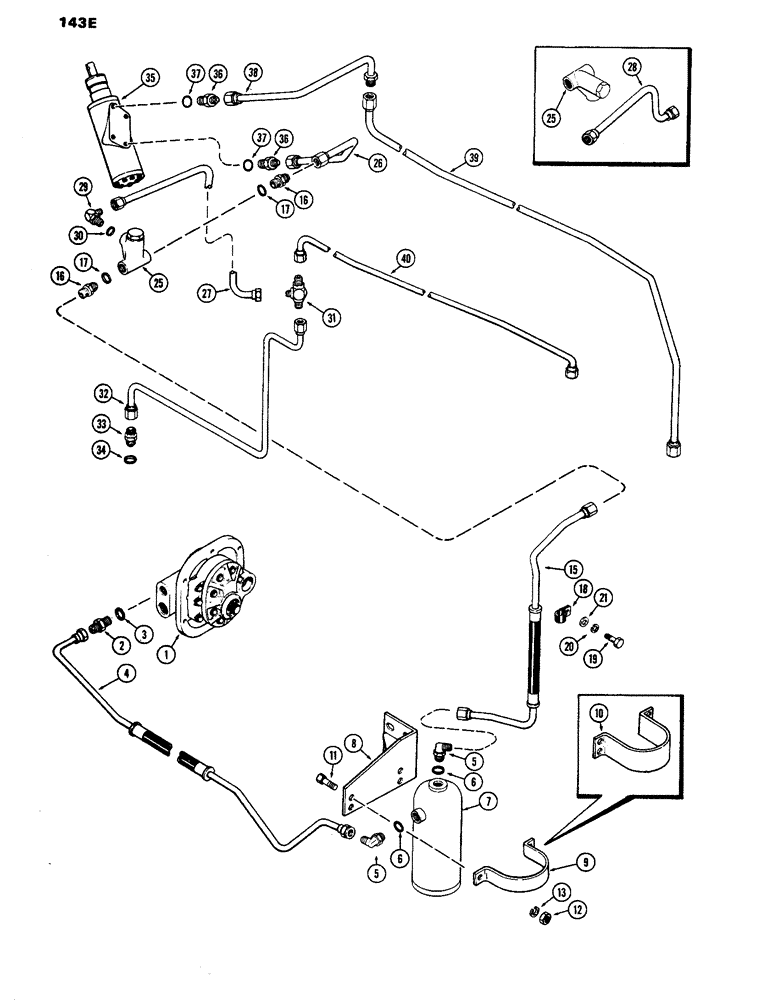 Схема запчастей Case IH 770 - (143E) - STEERING AND BRAKE VALVE SYSTEM, HYDRAULIC BRAKES W/ MECHANICAL SHIFT, 1ST USED TRACTOR S/N 8693001 (05) - STEERING