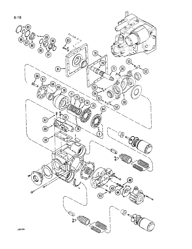 Схема запчастей Case IH 1640 - (6-18) - HYDROSTATIC PUMP, (CONT) (03) - POWER TRAIN