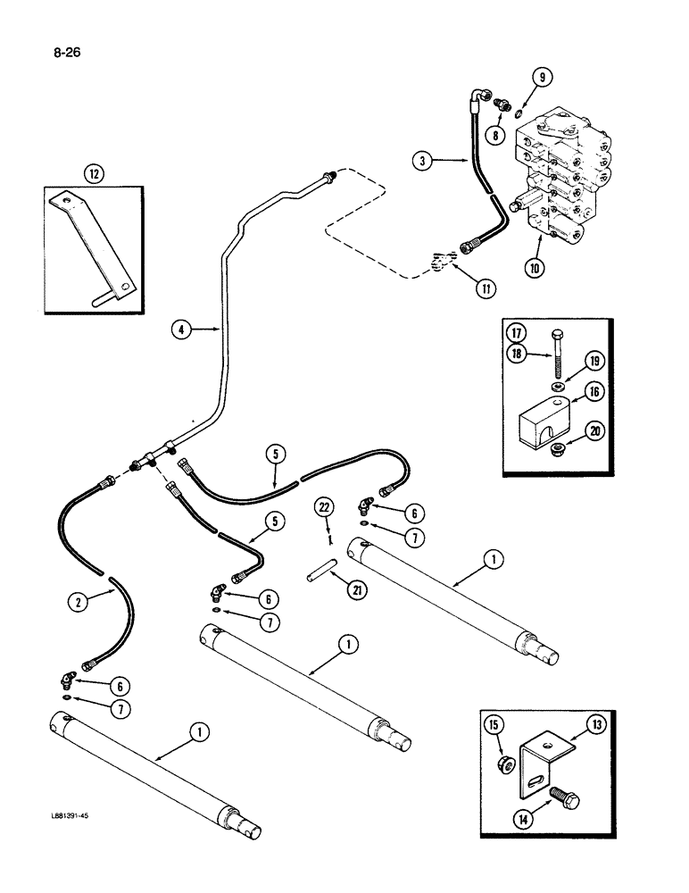 Схема запчастей Case IH 1640 - (8-26) - HEADER LIFT CYLINDER SYSTEM, WITH THIRD LIFT CYLINDER ATTACHMENT (07) - HYDRAULICS