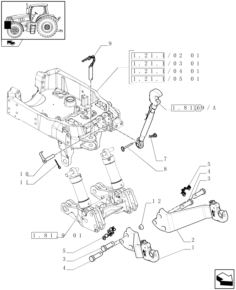 Схема запчастей Case IH PUMA 125 - (1.81.9[02]) - INTEGRATED FRONT HPL - IMPLEMENT ATTACHMENT (VAR.333648-334648-335648-336831-337831) (07) - HYDRAULIC SYSTEM