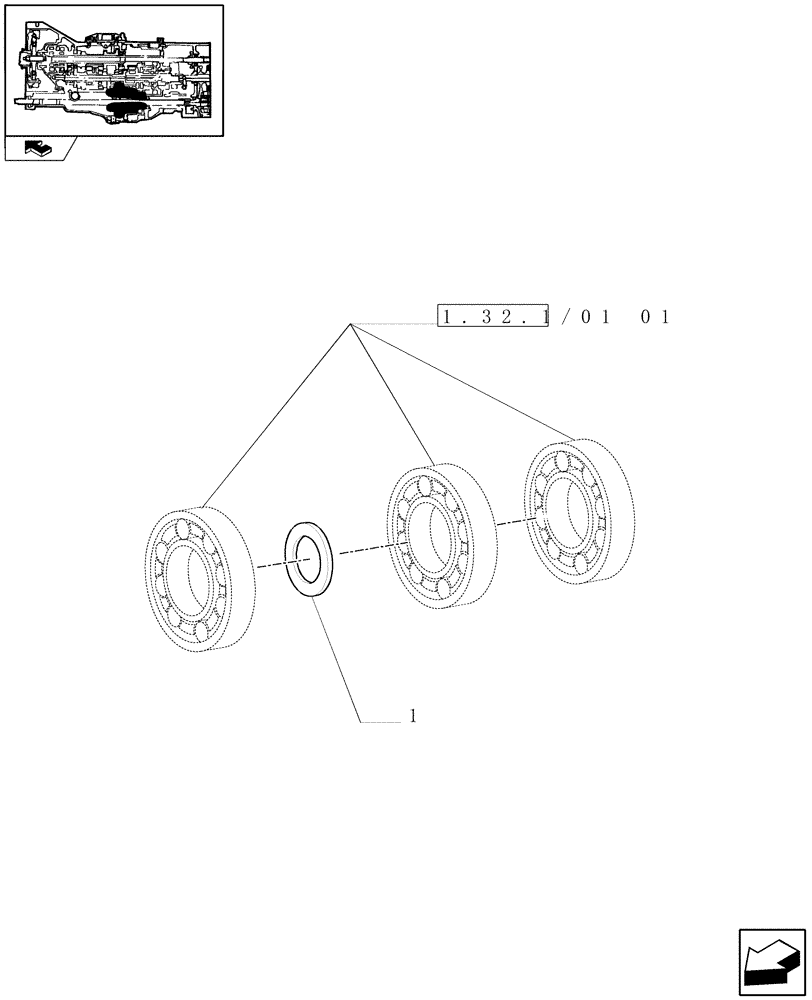 Схема запчастей Case IH PUMA 125 - (1.32.1/01[02]) - FULL POWER-SHIFT TRANSM. 18X6 AND 19X6 - SHIMS (VAR.330285) (03) - TRANSMISSION