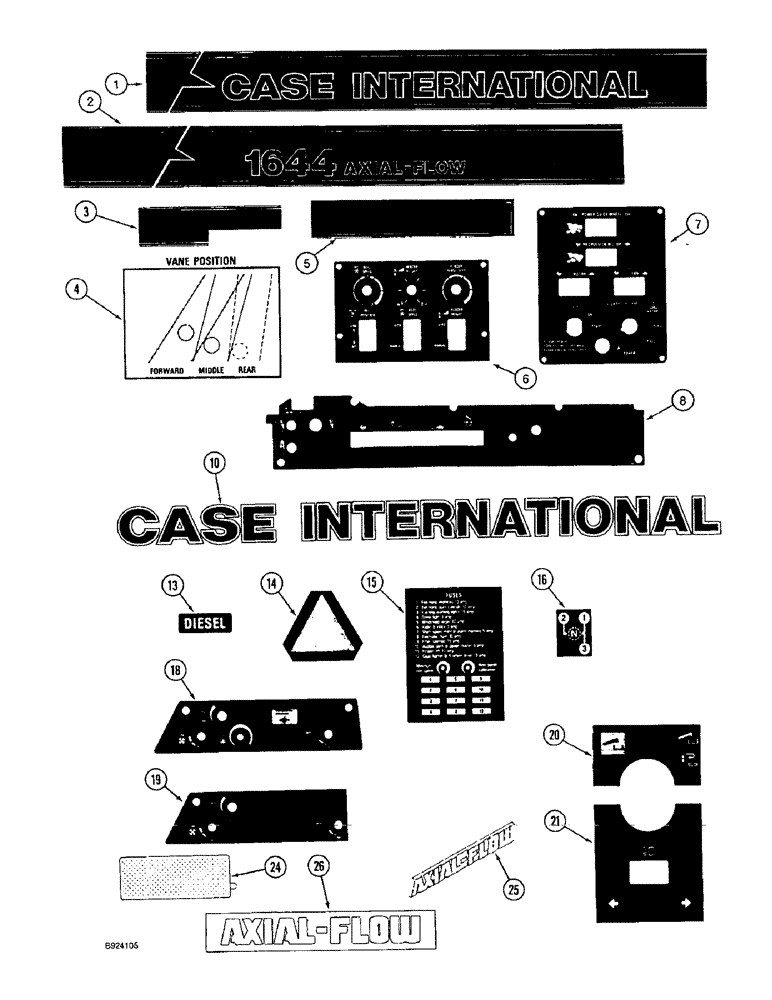 Схема запчастей Case IH 1644 - (9H-28) - DECALS, COMBINE (12) - CHASSIS