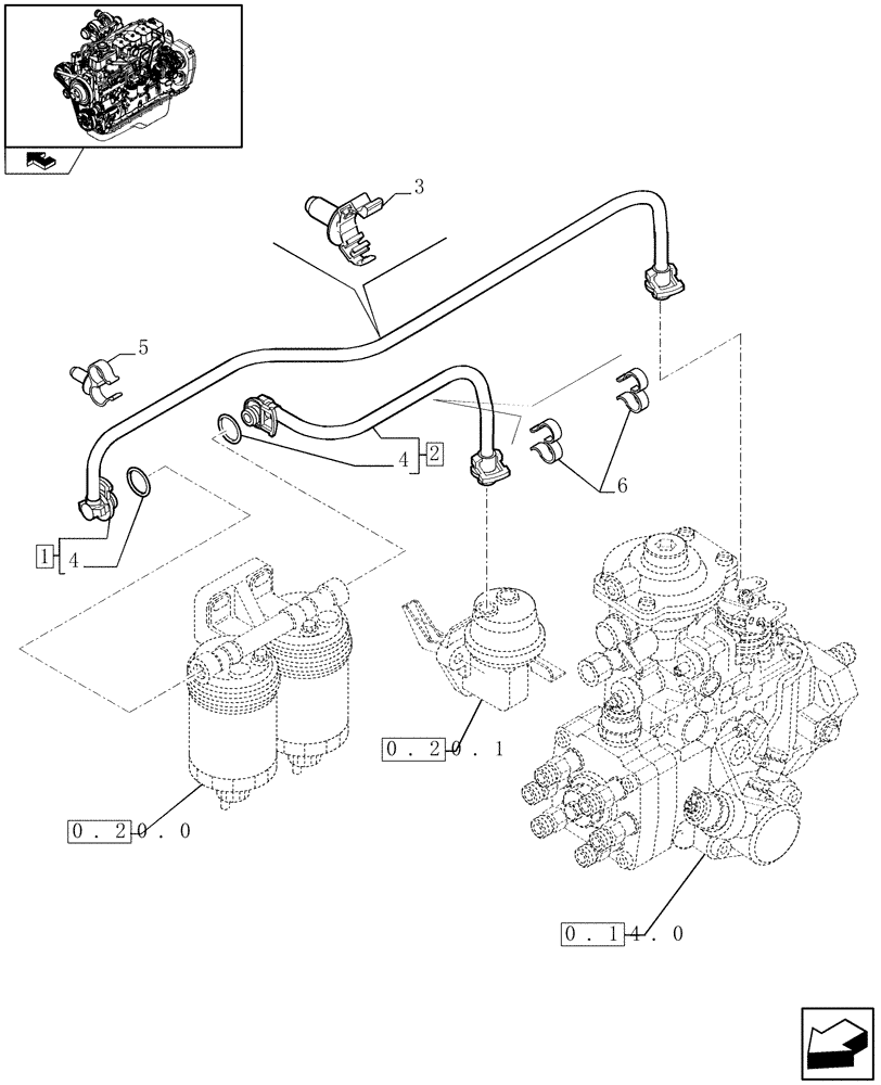 Схема запчастей Case IH F4GE9684B J600 - (0.20.3) - PIPING - FUEL  (2856114) 