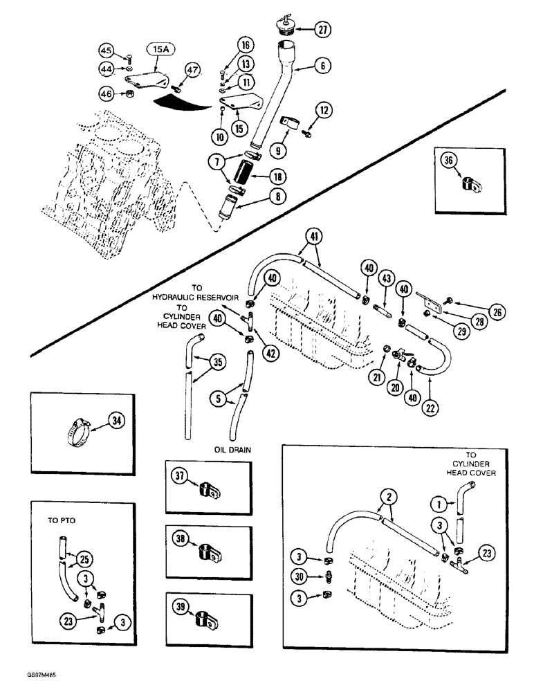 Схема запчастей Case IH 1660 - (2-46) - CYLINDER BLOCK ATTACHING PARTS (01) - ENGINE