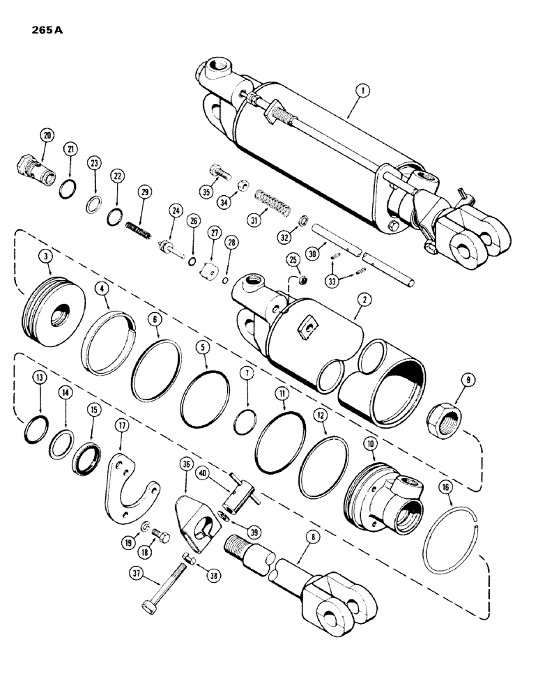 Схема запчастей Case IH 970 - (265A) - A34922 REMOTE HYDRAULIC CYLINDER, 3-1/4" BORE X 8" STROKE, WITH HYDRAULIC LIMIT STOP (08) - HYDRAULICS