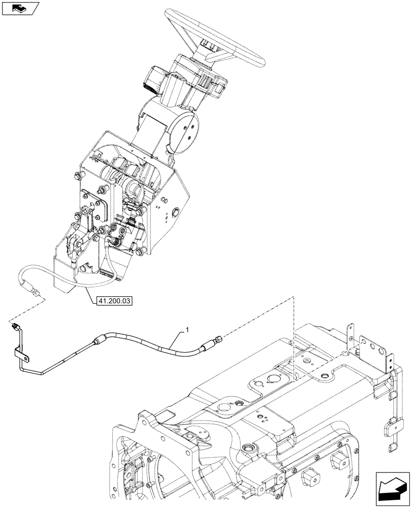 Схема запчастей Case IH PUMA 215 - (41.200.05) - ABS SYSTEM - STEERING MOTOR HOSE (VAR.743922) (41) - STEERING