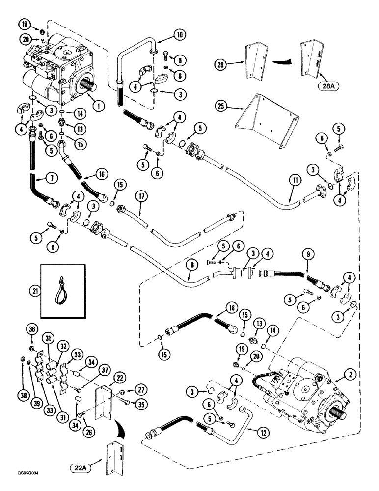 Схема запчастей Case IH 1670 - (6-06) - HYDROSTATIC PUMP AND MOTOR SYSTEM (03) - POWER TRAIN