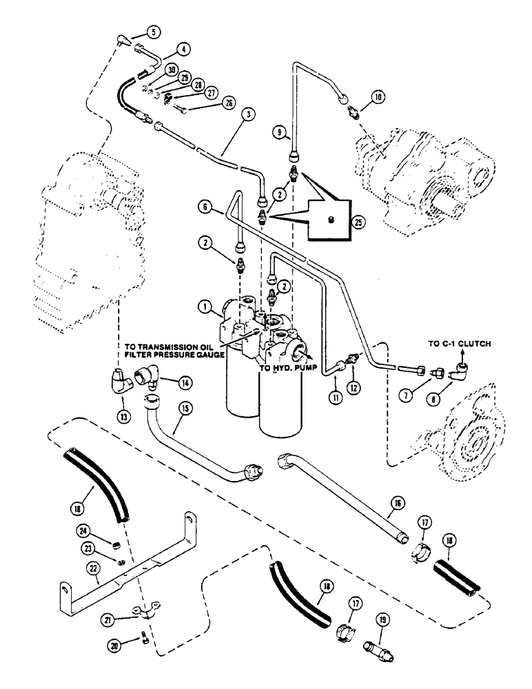 Схема запчастей Case IH 2670 - (274) - P.T.O. HYDRAULICS, HYD. OIL FILTER HOUSING & LUBE LINES, USED TRANSMISSION S/N 10025257 TO 10025704 (08) - HYDRAULICS