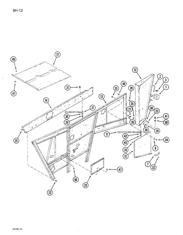 Схема запчастей Case IH 1680 - (9H-12) - RIGHT SIDE SEPARATOR DOORS, SIDE AND SUPPORTS (12) - CHASSIS