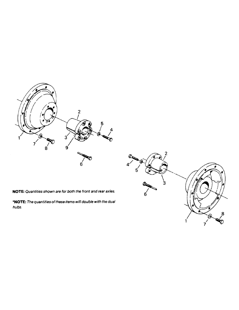 Схема запчастей Case IH 9110 - (04-94) - WHEEL HUBS AND MOUNTING, ADJUSTABLE BAR AXLE (04) - Drive Train