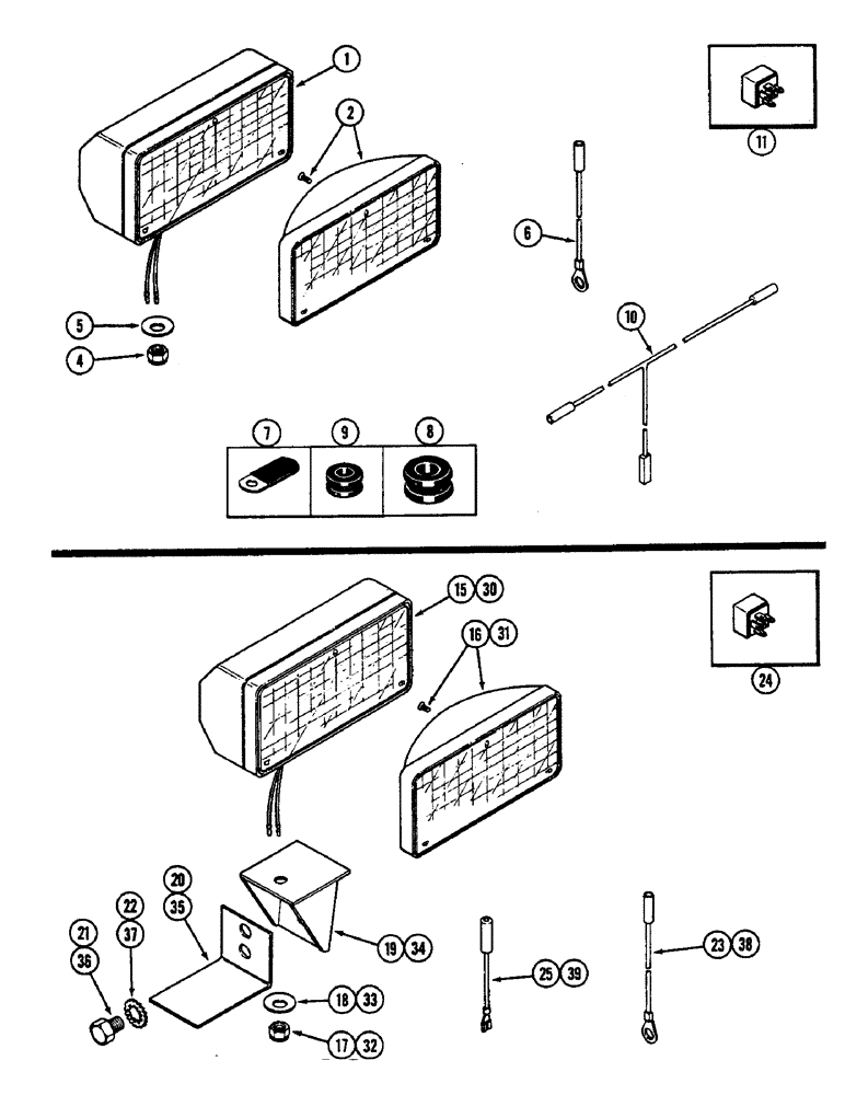 Схема запчастей Case IH 2290 - (4-158) - FLOOD LAMP ATTACHMENT, CAB MOUNTED (04) - ELECTRICAL SYSTEMS